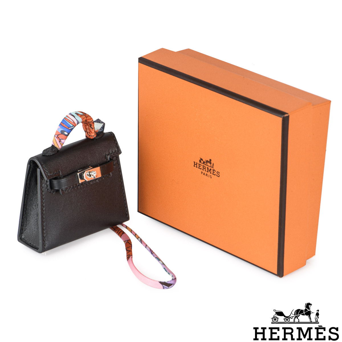 Hermes Anemone Tadelakt Leather Mini Kelly Twilly Bag Charm Hermes